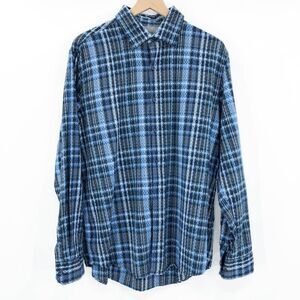 Tasso Elba Men's Blue‎ Plaid Button Down Shirt Size L